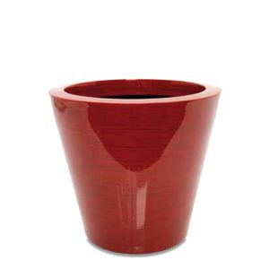 Red, round, ceramic planter