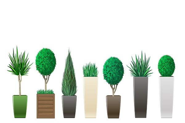 exterior planters in different materials