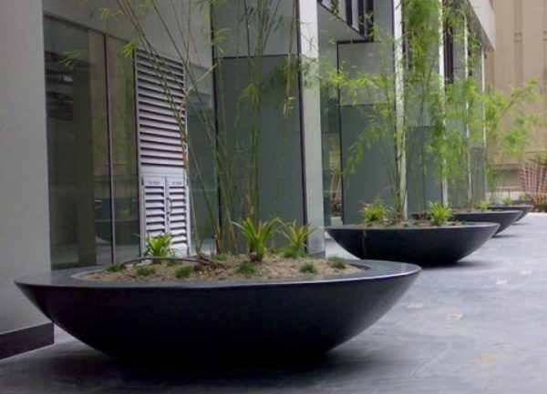 Large Fibreglass bowls in a commercial space