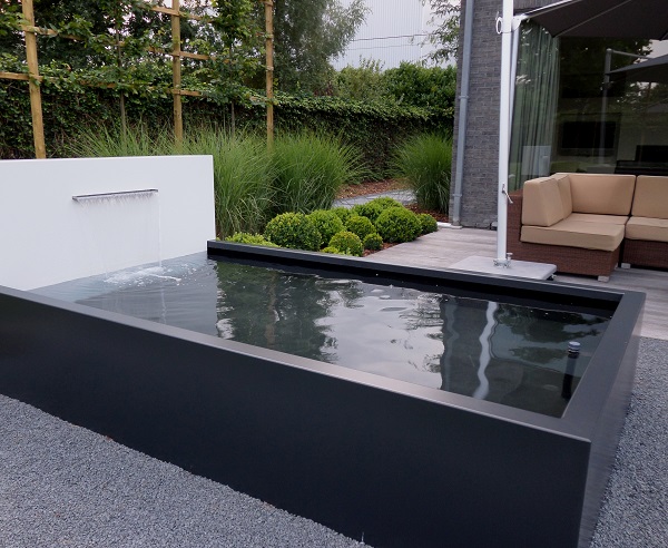 Stylish water feature in black and white