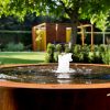 Close up of a corten steel water feature