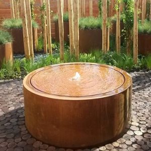 Round Water Feature in a modern garden