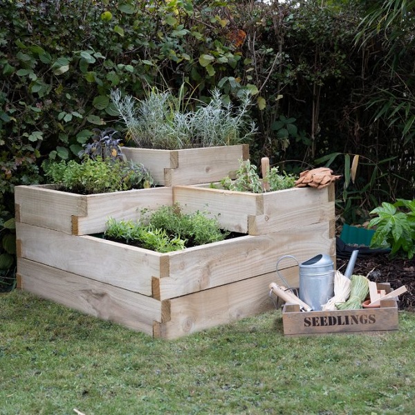 Tiered Raised Bed Wooden Planter
