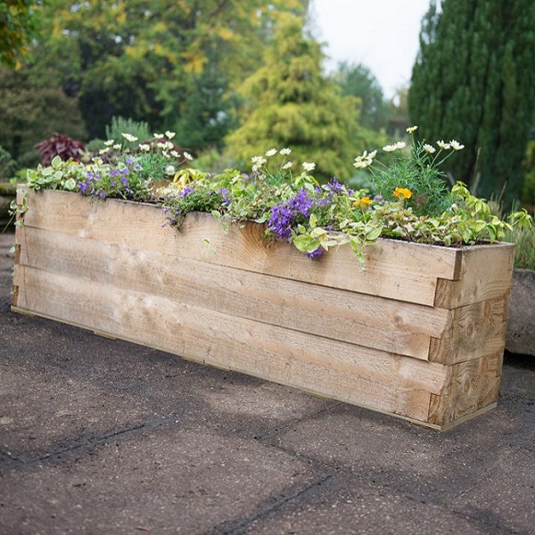 Timber Raised Trough Bed with Base Wooden Planter