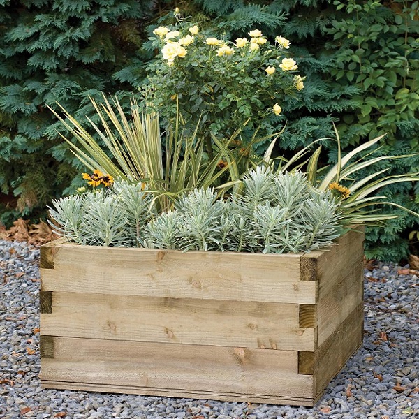 Square Timber raised bed wooden planter