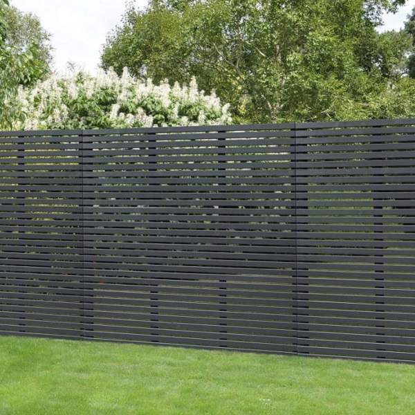 Grey RAL7016 Single Slatted Fence Panel