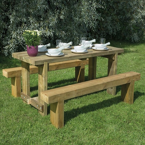 Refectory Table and Sleeper Bench Set – 1.8m